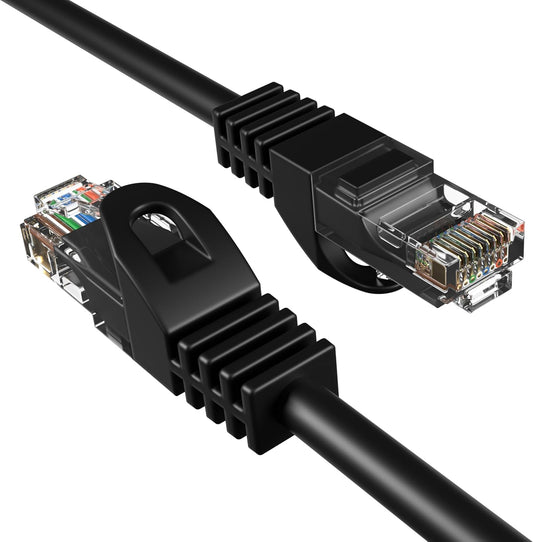 Cat5E 100FT Network Ethernet Patch Cable, 350Mhz Internet Wire, Compatible with PC, Laptop, Modem, Router, Tvs, Printer Cord, Consoles for Home and Office, Black