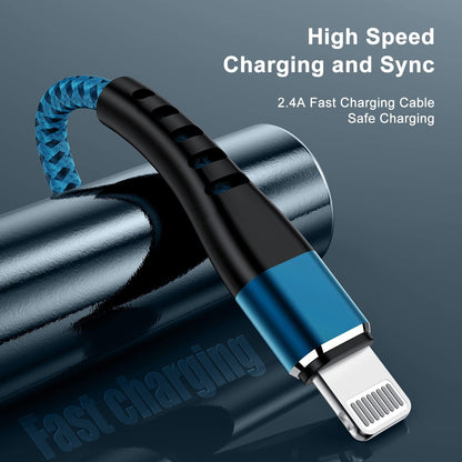 3Pack for Iphone Charger Cord 3FT, Lighting Cable 3 Feet to USB Charging Cable, Nylon Braided Charging Cord 3 Foot Compatible with Iphone 14 13 12 11 X XS XR Pad - Blue