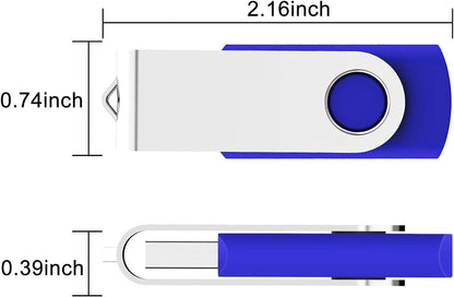 Flash Drive 64GB USB Flash Drive 5 Pack Thumb Drive 64 GB Jump Drive USB Stick 64G Swivel Bulk Zip Drive USB 2.0, Multi-Color (Black, Blue, Green, White, Red)