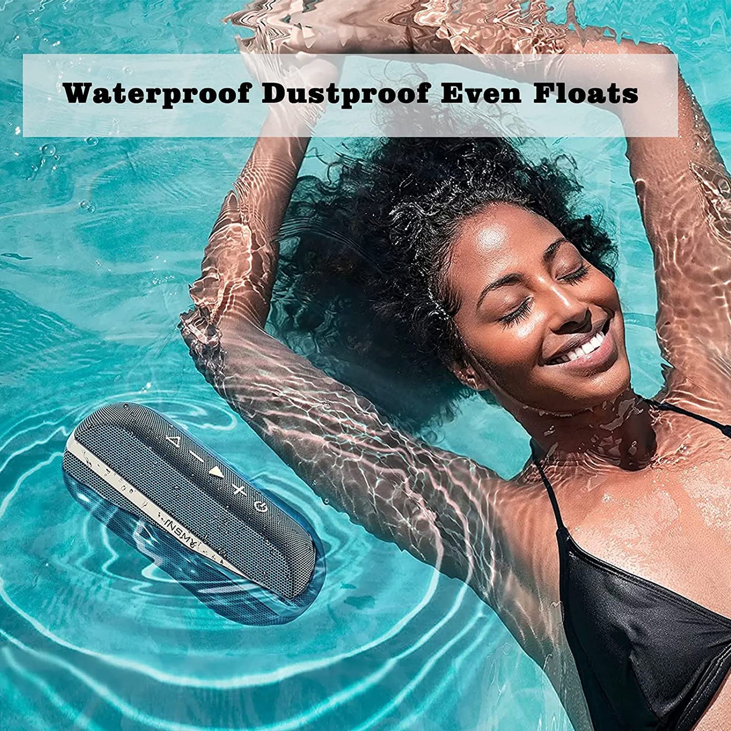 Bluetooth Speaker,Ipx7 Waterproof,Portable,Shower Speaker, Wireless Sync 100+ Speakers,Big Volume Booming Bass, 24H Playtime/Floatable/Rgb Lights/Bt5.3 for Outdoor/Beach (Blue)