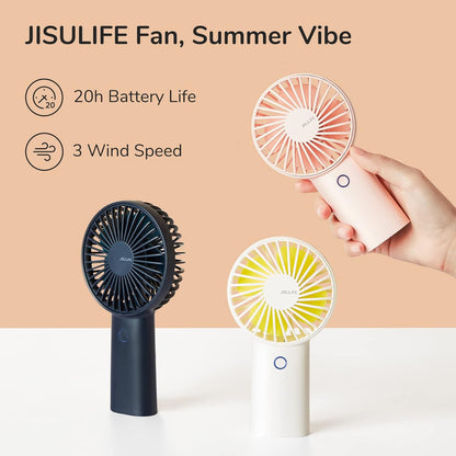 Handheld Portable [20H Max Cooling Time] Mini Hand Fan, 4000Mah USB Rechargeable Personal Fan, Battery Operated Small Fan with 3 Speeds for Travel/Commute/Makeup/Office-Blue