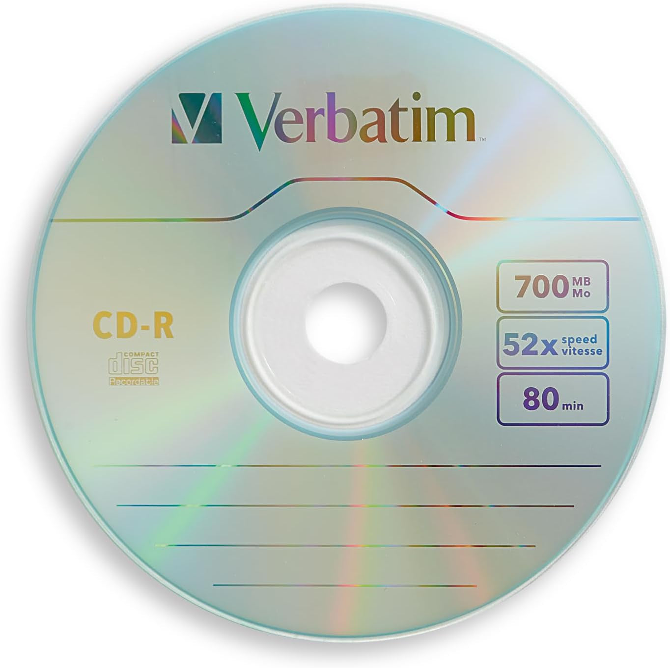 CD-R Blank Discs 700MB 80 Minutes 52X Recordable Disc for Data and Music - 100Pk Spindle,Silver